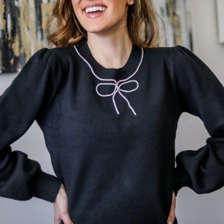 Rhinestone bow sweater 🎀 🖤✨ Petal & Pup discount code ERICALIGENZA20

#LTKFind #LTKSeasonal #LTKunder100