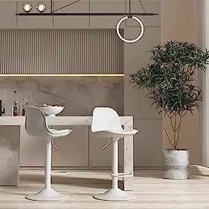 Miereirl Bar Stools Set of 2 Morden Height Counter Bar Stools with Polypropylene Back and Leather... | Amazon (US)