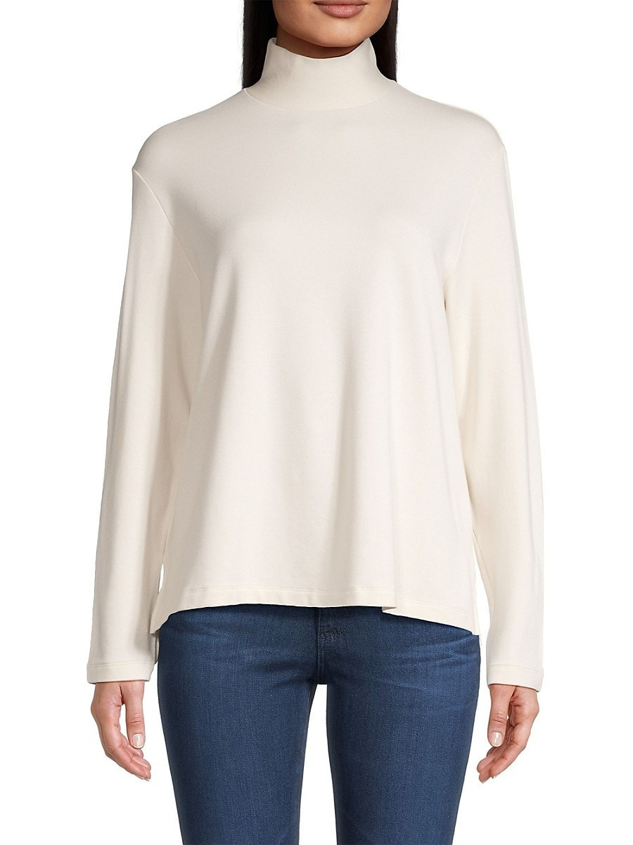 Majestic Women's French Terry Mock Turtleneck Blouse - Cream - Size 3 (M) | Saks Fifth Avenue OFF 5TH