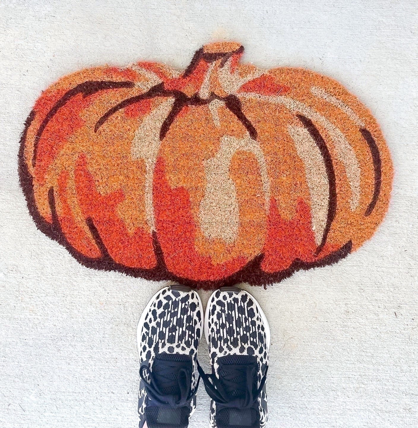 Favorite Sneakers & a Pumpkin! $5 Pumpkin Figural Doormat - can’t order online since it’s from Target Bullseye, you can check to see if it’s available at your store. That’s what I did when the one I had wanted sold out. 

My all time favorite sneakers are under $30 at Kohl’s! The animal print adds a little fun touch! I’ve had these 4 maybe 5 years! 

Fall Decor. Home Decor. Fall Porch Decor. Tennis Shoes. Fall Shoes

#LTKSeasonal #LTKHome #LTKdayinmylife