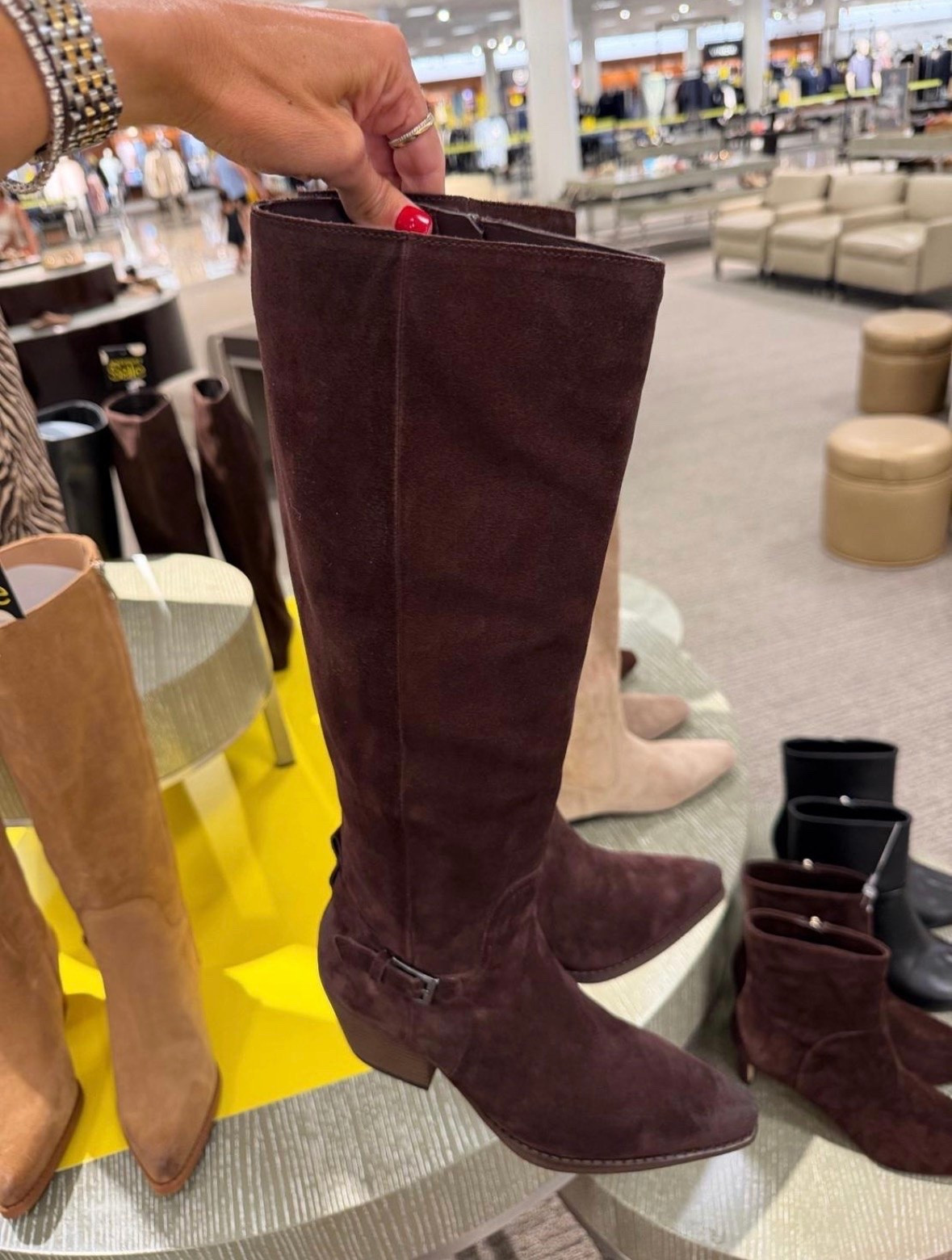 I spotted these chocolate brown suede boots and immediately pictured them with floral dresses, denim, and soft knit sets for fall. The streamlined shaft and low stacked heel keep them comfortable and classic, while the deep brown color feels softer and more versatile than black.

chocolate brown boots, suede knee high boots, fall boots, low heel boots, classic boots, neutral fall shoes, fall outfit ideas, women’s boots, over 40 style, themominstyle

#LTKootd #LTKSeasonal #LTKOver40