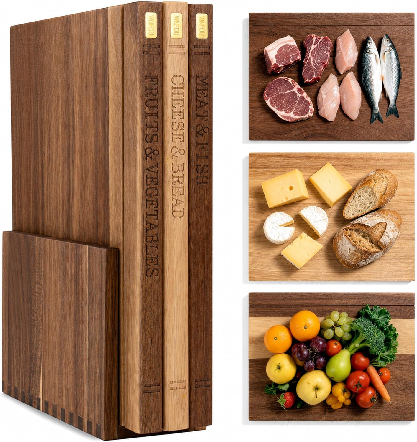Book Cutting Board Set with Wooden Stand for Home Cooks | Amazon (US)