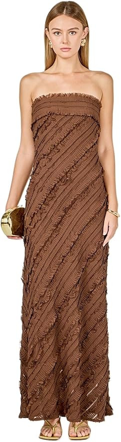 endless rose Women's Strapless Ruffled Maxi Dress | Amazon (US)