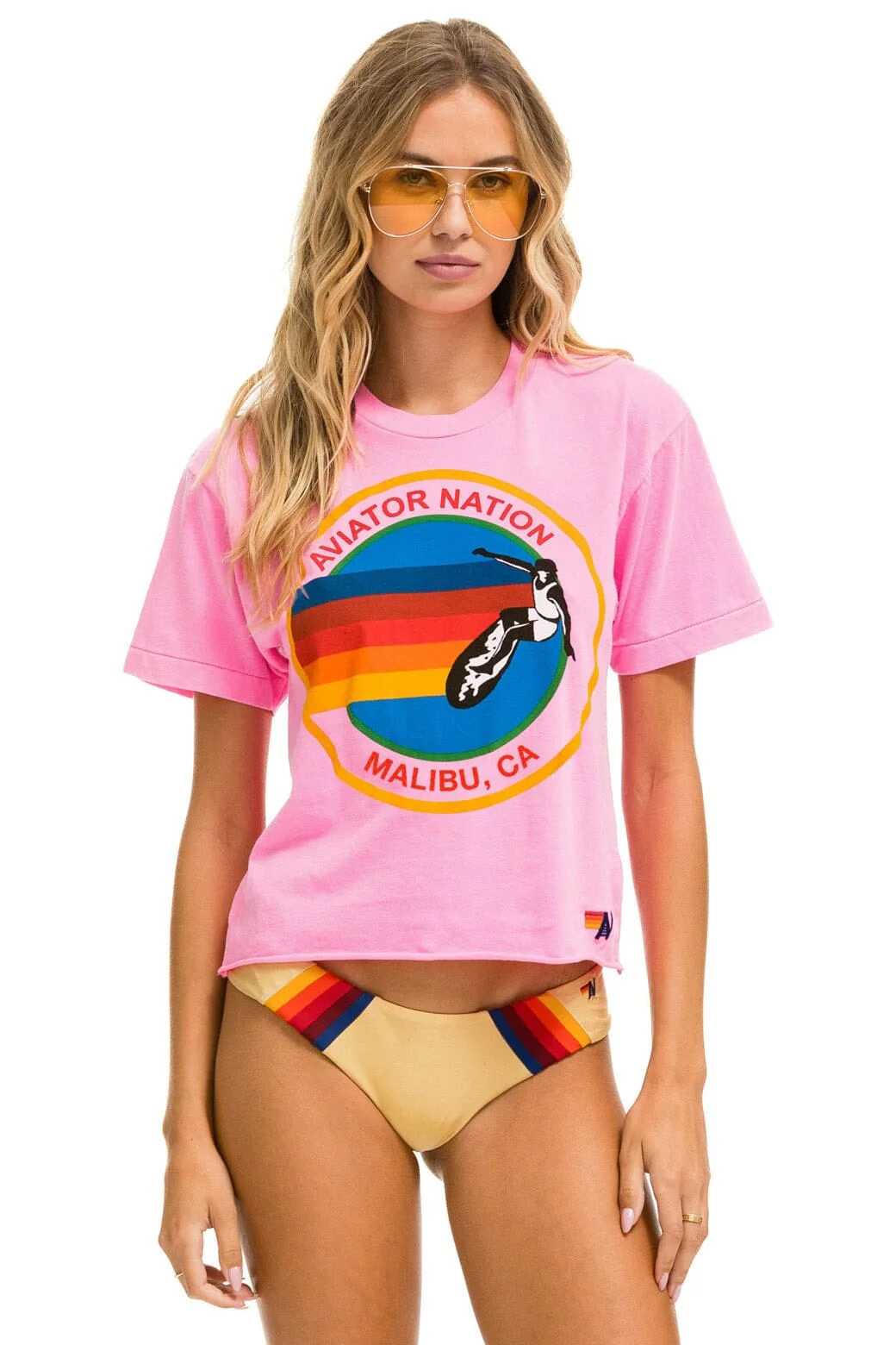 SIGNATURE MALIBU BOYFRIEND TEE - NEON PINK | Aviator Nation