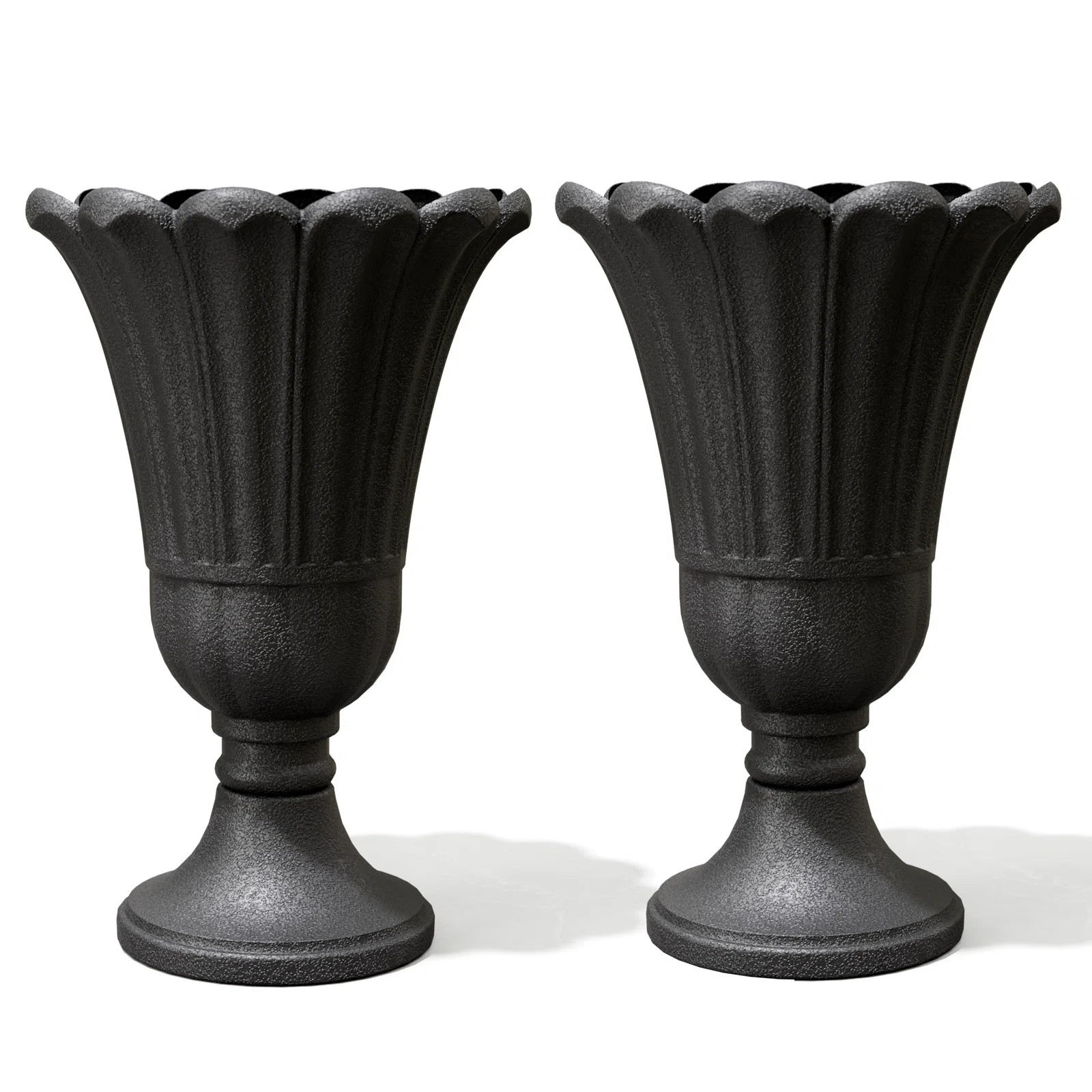 2-Pack Petal Shaped Pedestal Planters, 23.6" Tall Outdoor Flower Pots With Solid Base, Elegant Pa... | Wayfair North America