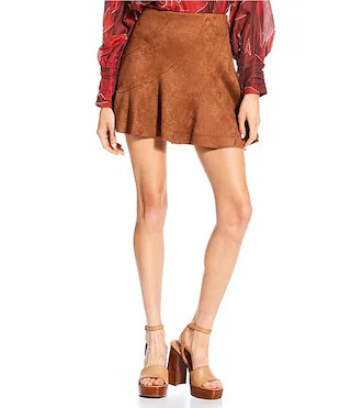 CIEBON Aje Faux Suede Asymmetric Seams Mini Skirt | Dillard's | Dillard's