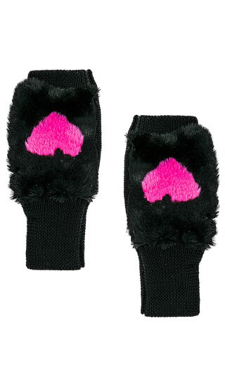 jocelyn Faux Fur Intarsia Mittens in Black. | Revolve Clothing (Global)