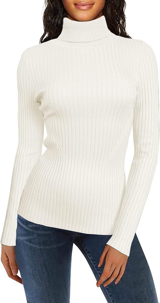 v28 Mock Neck Ribbed Sweaters for Women Cute Sexy Knitted Warm Fitted Fashion Pullover Sweater | Amazon (US)