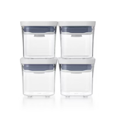 OXO POP 4pk Plastic Mini Square Food Storage Container Set White: Air Tight Seal, Dishwasher-Safe, 0.2L Capacity | Target