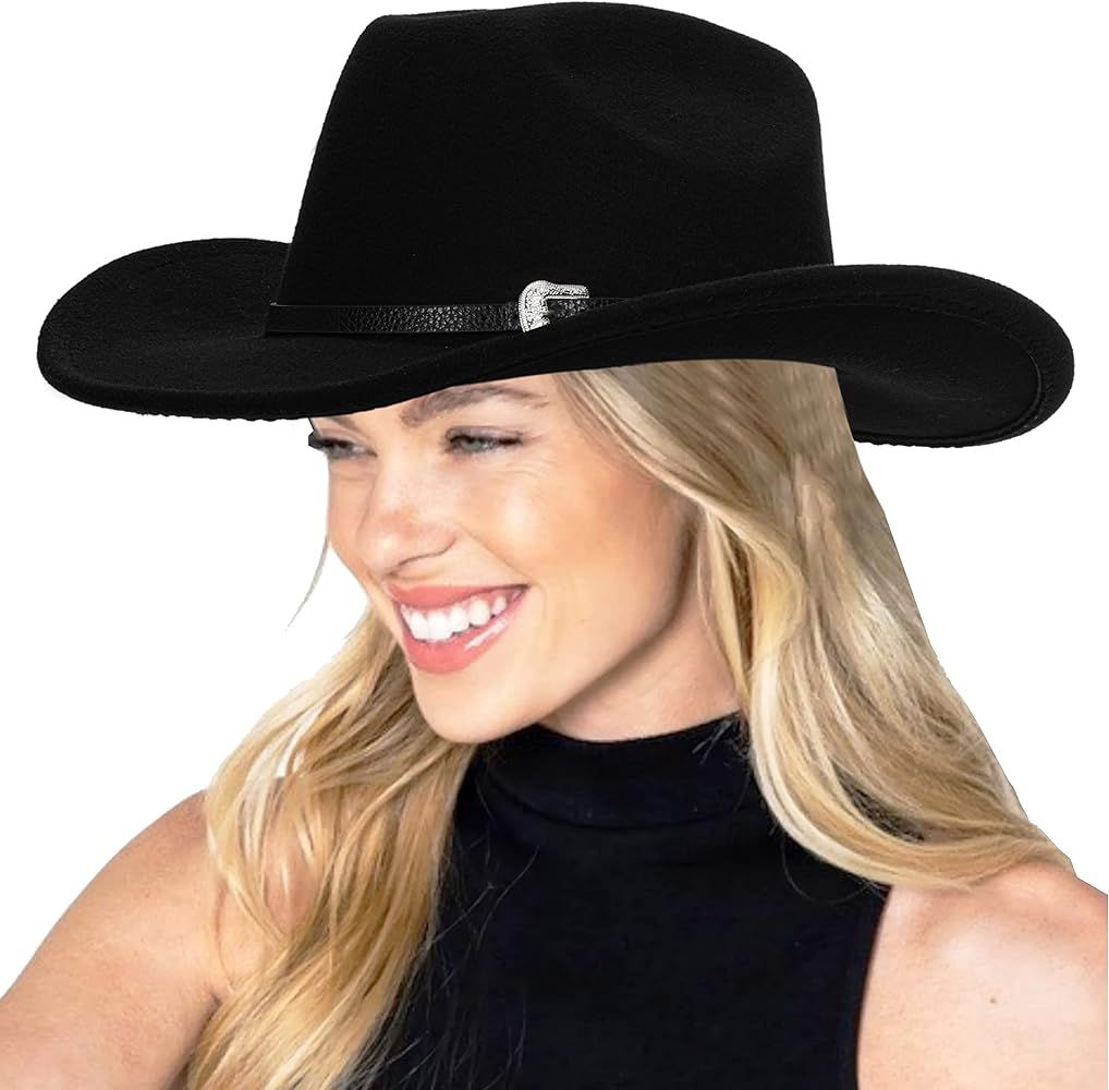 Vintage Western Cowboy Hat for Men Outback Cowgirl Hat Rode Felt Fedora Gus Hat Women M/L | Amazon (US)
