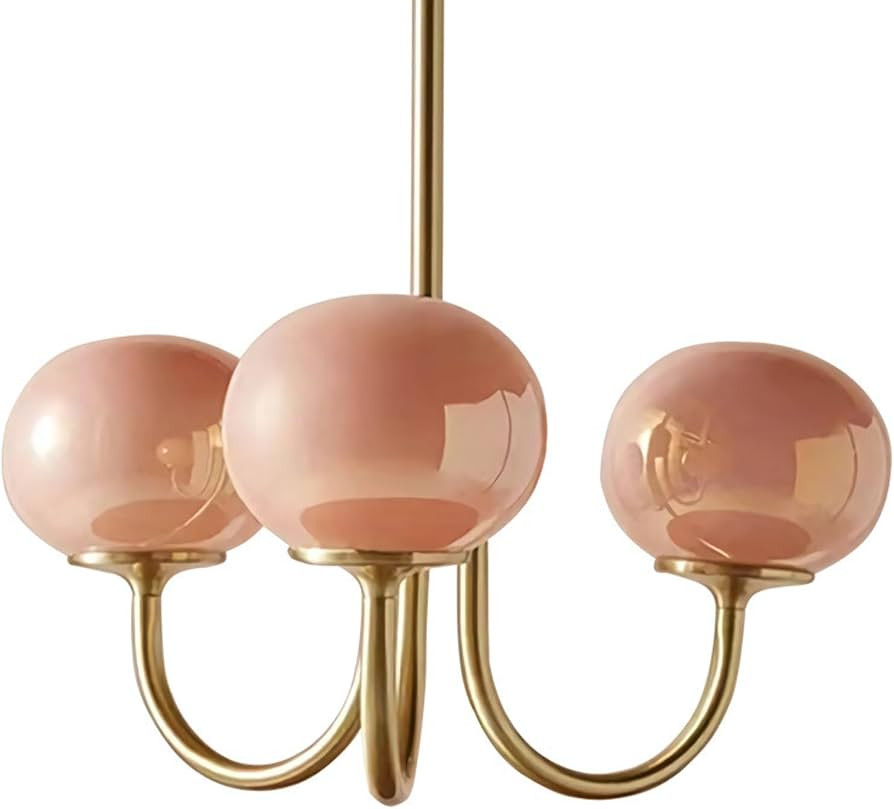 French 3-Light Glass Lampshade Ceiling Light Fixtures,Semi-Flush Mount Iron Lamp Pole Adjustable ... | Amazon (US)