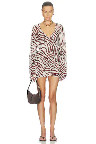 Camila Coelho Liria Mini Dress in Brown Ivory Zebra from Revolve.com | Revolve Clothing (Global)