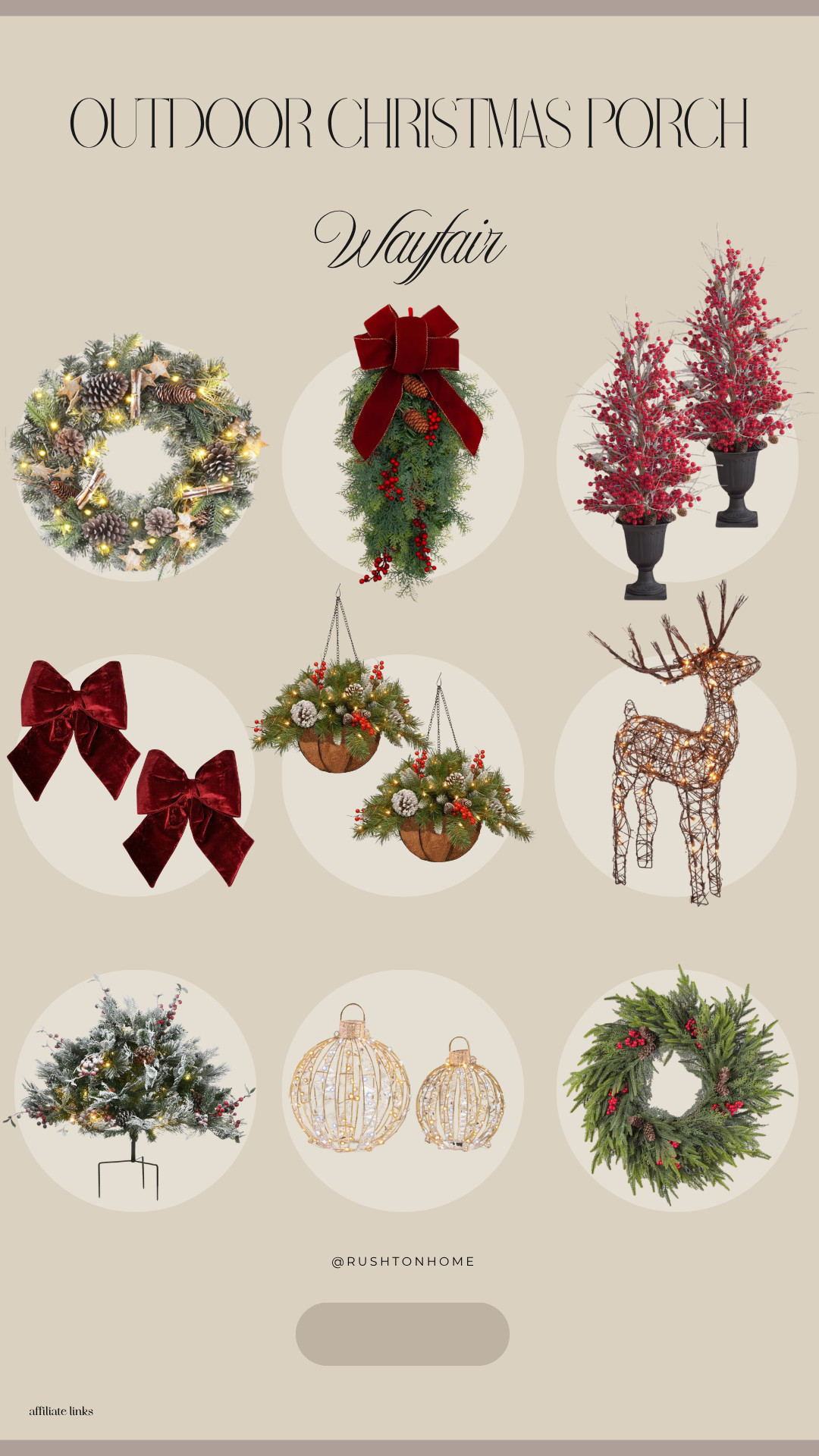 Wayfair Christmas decor, outdoor Christmas decor, Christmas porch decor, Christmas front porch, outdoor holiday decorations, Christmas wreaths, Christmas door swag, red velvet Christmas bows, outdoor Christmas trees, pre lit Christmas trees, Christmas porch planters, lighted reindeer, outdoor Christmas reindeer, hanging Christmas baskets, Christmas hanging planters, lighted Christmas ornaments, traditional outdoor Christmas decor, classic Christmas porch, Christmas greenery, front door Christmas decor, Christmas curb appeal, Wayfair holiday finds 

 #LTKSeasonal #LTKHome