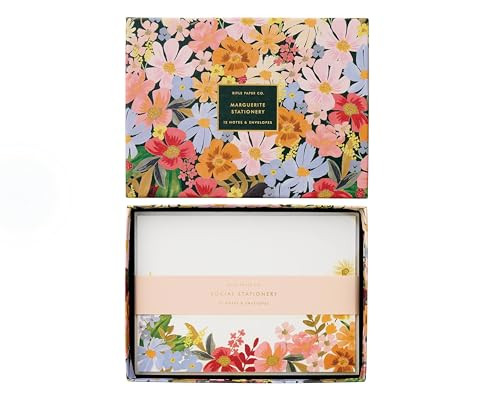 RIFLE PAPER CO. Marguerite Social Stationery Set - Set of 12 Cover-Weight Flat Notes - Full Color... | Amazon (US)