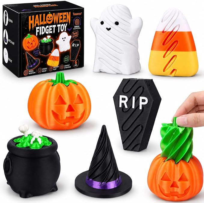 Ghost Pumpkin Witch Hat Cauldron Sensory Stress Relief Toy Kid Adult Halloween Fidget Figurines C... | Amazon (US)