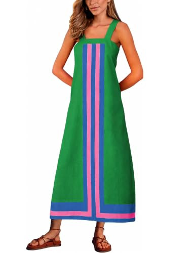 Ailoqing 2026 Women Bohemian Summer Casual Color Block Maxi Beach Overall Dress Coverups | Amazon (US)