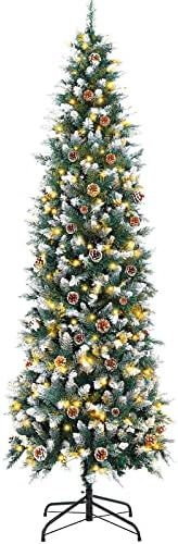 7.5FT Prelit Pencil Christmas Tree, Artificial Skinny Christmas Tree, 340 Warm White LED Lights and  | Amazon (US)