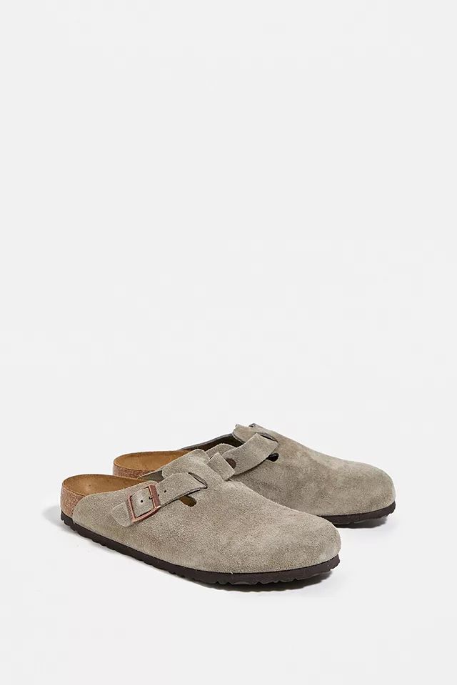 Birkenstock Boston Taupe Natural Suede Clogs | Urban Outfitters (EU)