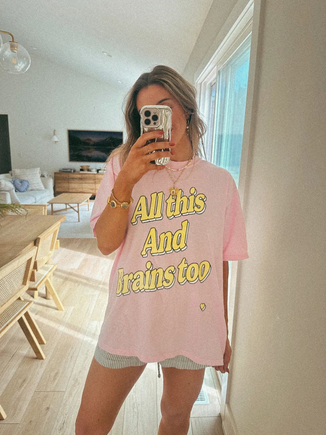 All This And Brains Too Pink T-Shirt | Shop Kristin Jones