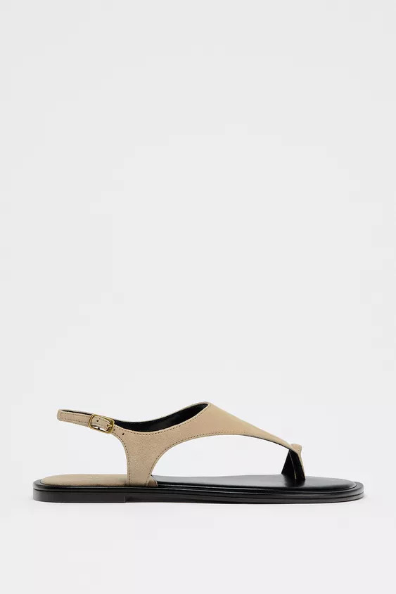 SUEDE TOE-LOOP SANDALS | Zara US