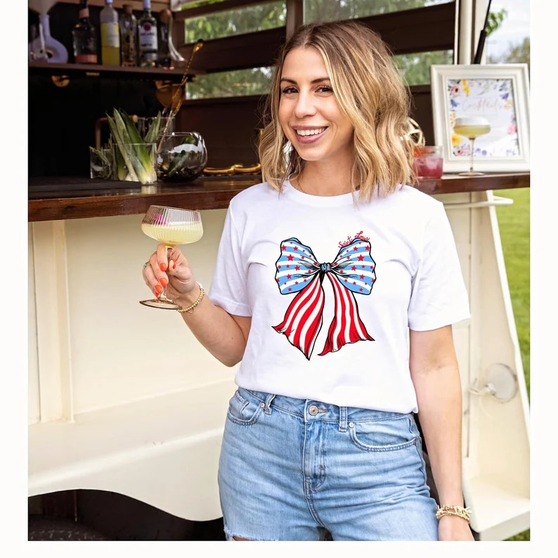 Grand Ol Flag Saint Louis Coquette Bow / Patriotic Graphic Tshirt / Summer T-shirt / Fourth of Ju... | Etsy (US)