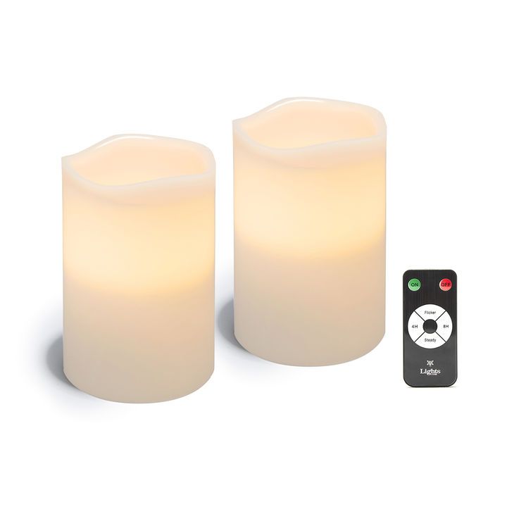 Signature 4"x 6" White Candles, Set of Two | Lights.com