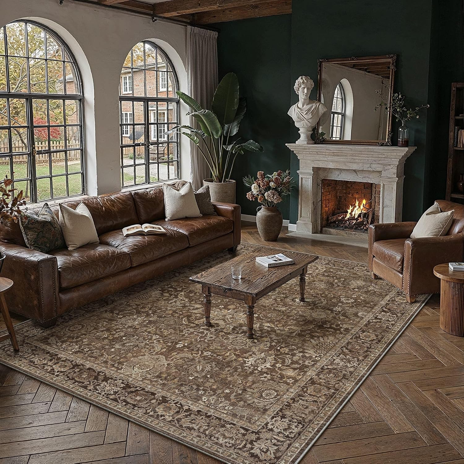 Area Rugs 8x10 Brown Vintage Rug for Living Room | Amazon (US)