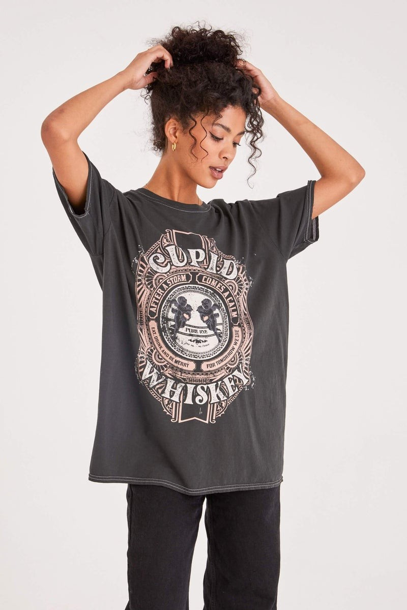 Cupid Whiskey Relaxed Tee - Black | Project Social T
