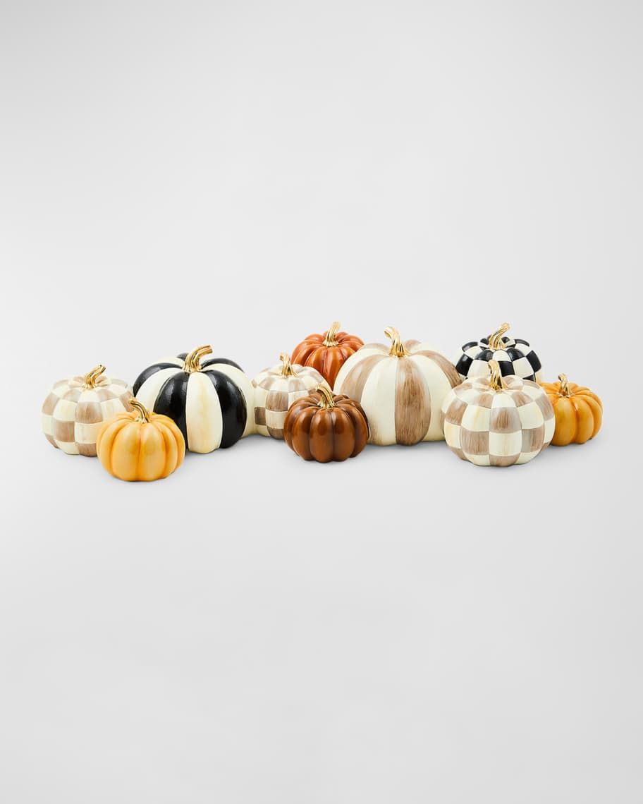 MacKenzie-Childs  Autumnology Check & Stripe Pumpkin Cluster | Neiman Marcus