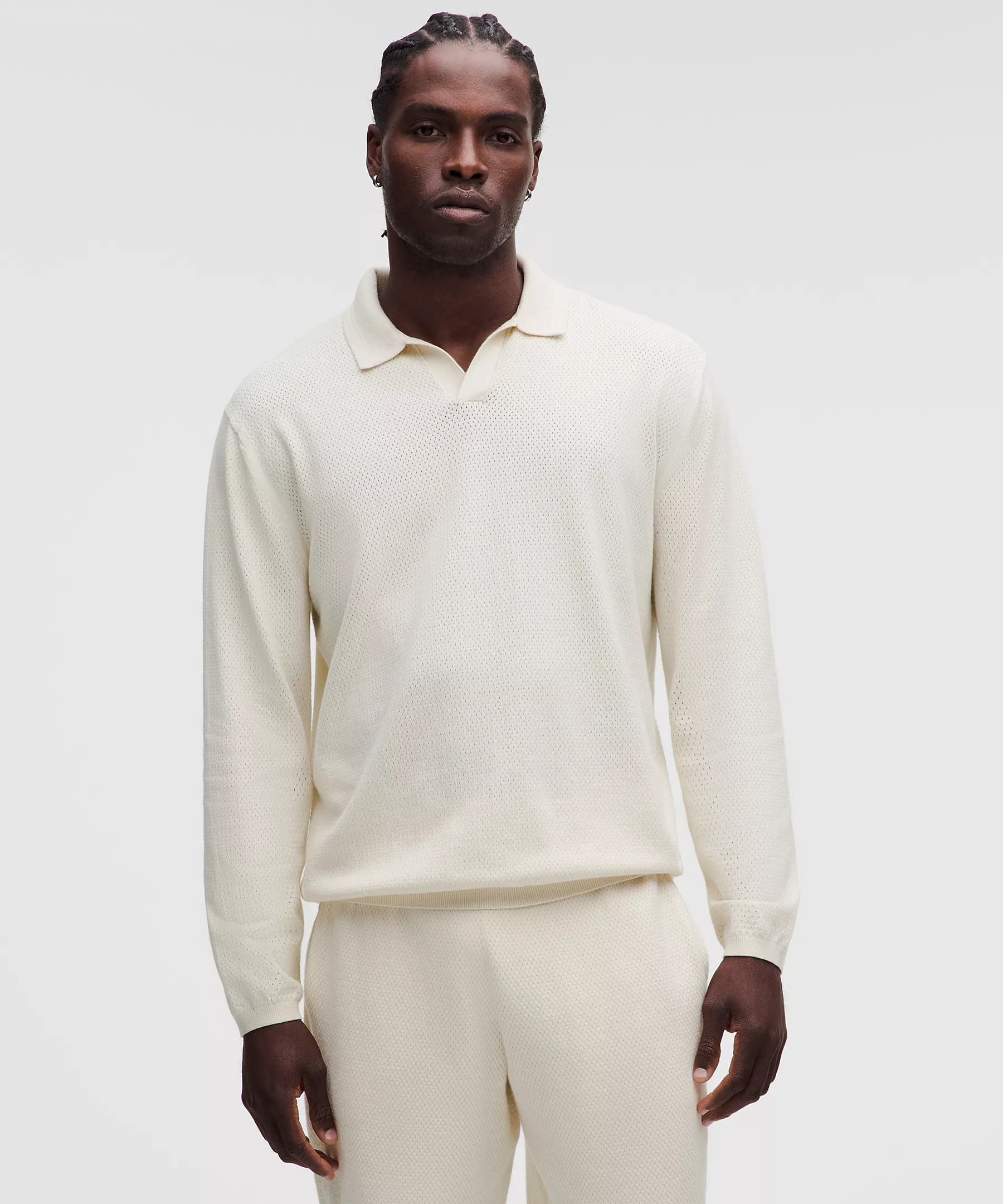 Cotton-Blend Knit Long-Sleeve Polo Shirt | Lululemon (US)