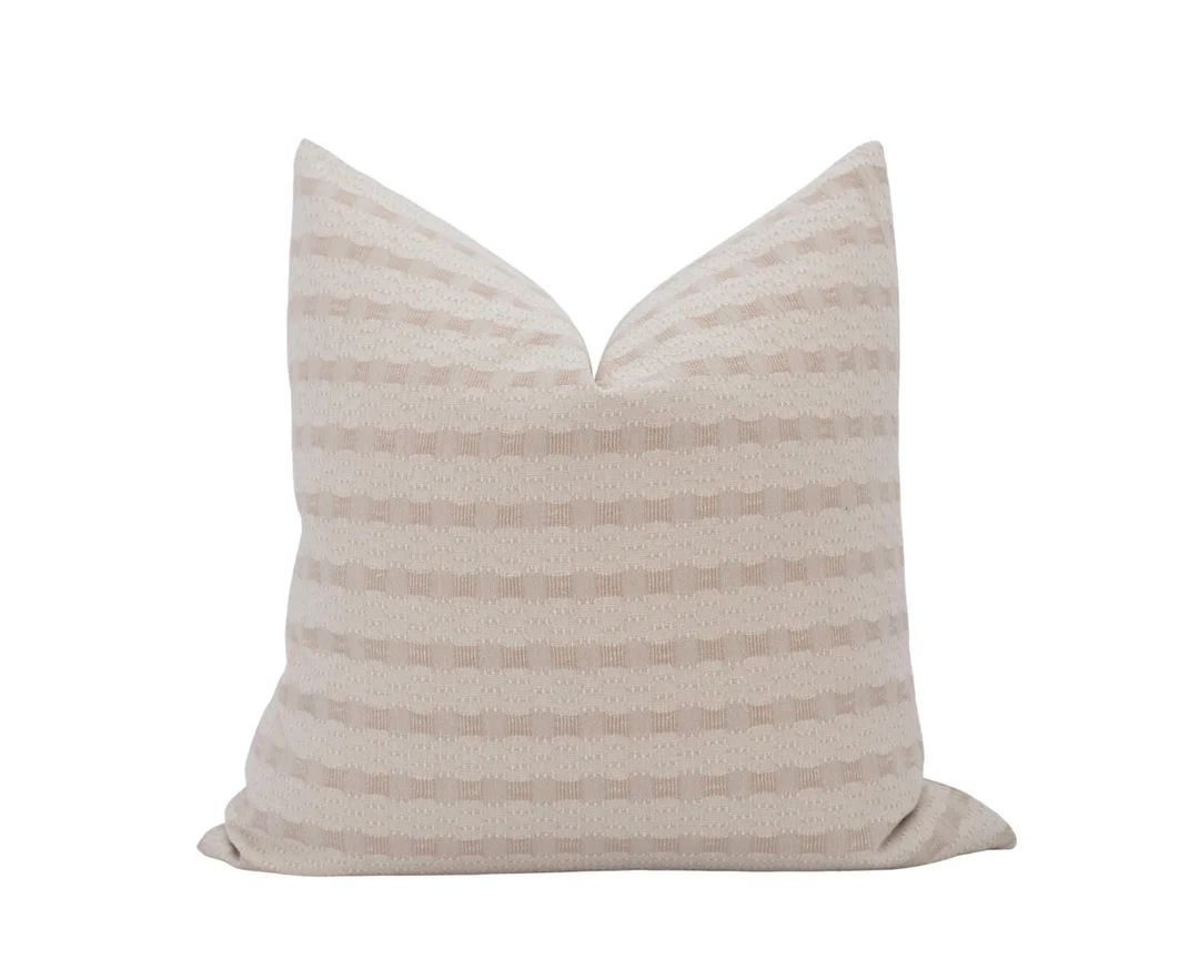 SOPHIE Light Beige Stripe Pillow Cover Light Tan Stripe - Etsy | Etsy (US)