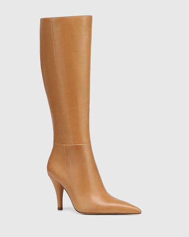 Valorina Camel Leather Cone Heel Long Boot | Wittner