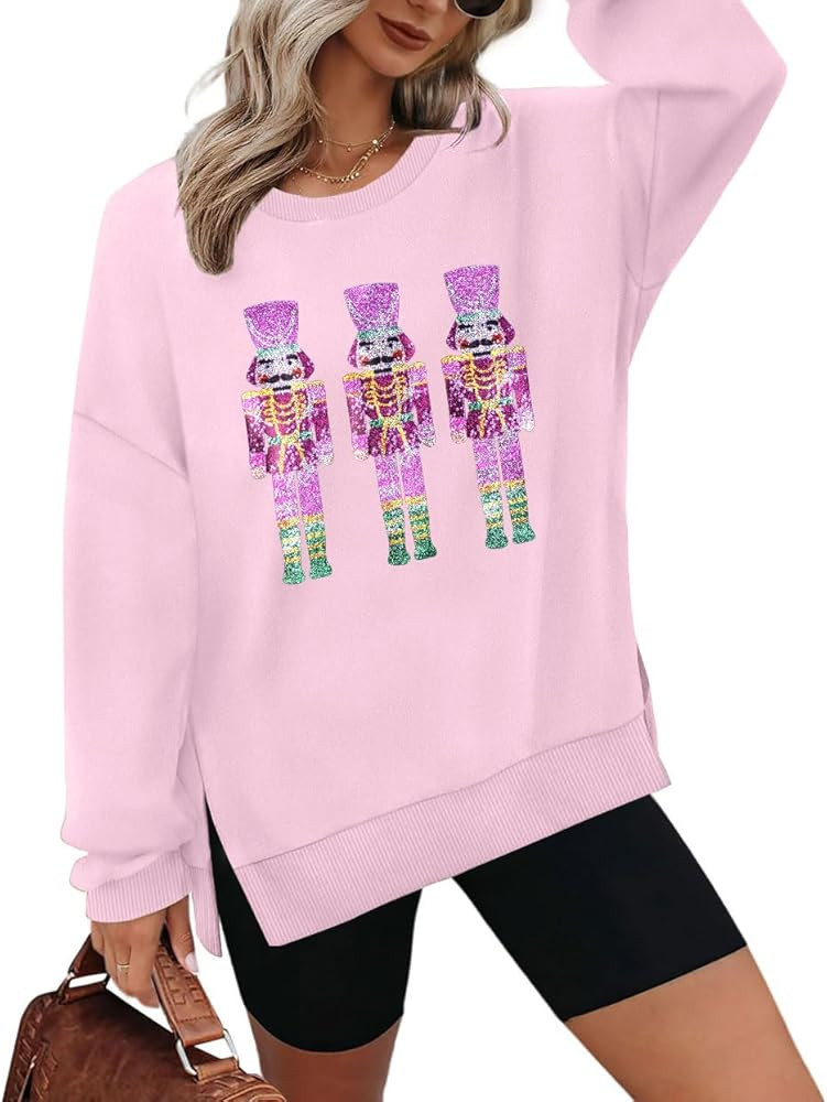 MOUSYA Merry Christmas Sweatshirt for Women Nutcracker Sequins Graphic Xmas Sweater Cute Ugly Chr... | Amazon (US)