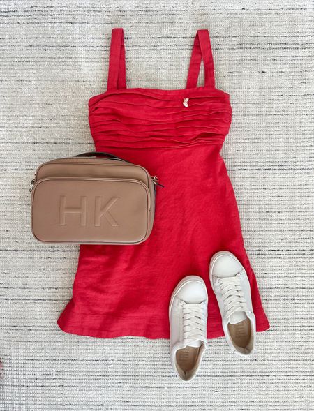 Summer outfit with red linen blend mini dress that has built in shorts and pockets! Paired it with sneakers for a casual look. Love the way it fits! 

#LTKStyleTip #LTKSeasonal