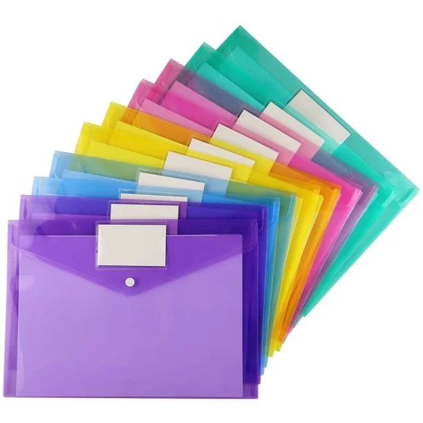 12 Pack Plastic Envelopes Poly Envelopes, Sooez Clear Document Folders US Letter A4 Size File Env... | Walmart (US)