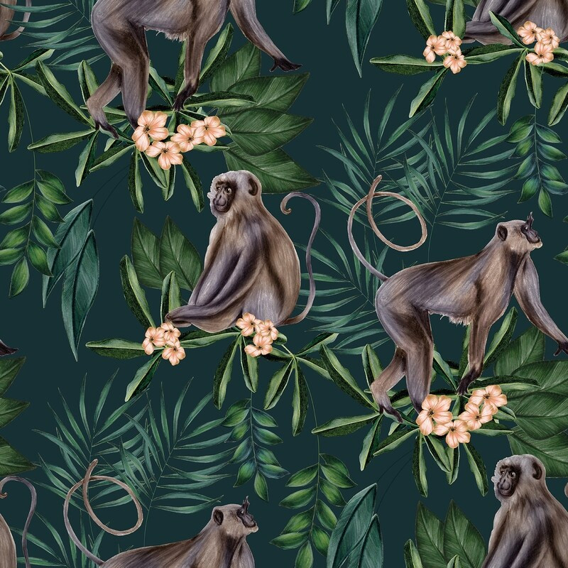 Morris Dark Blue Tropical Jungle Wallpaper | Bed Bath & Beyond
