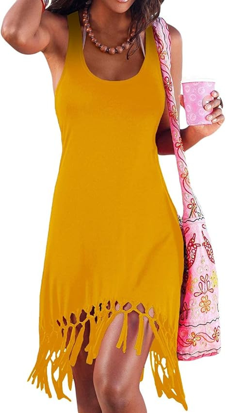 pinziko Women's Summer Beach Dress Bikini Cover Up Casual Vacation Short Dresses | Amazon (US)