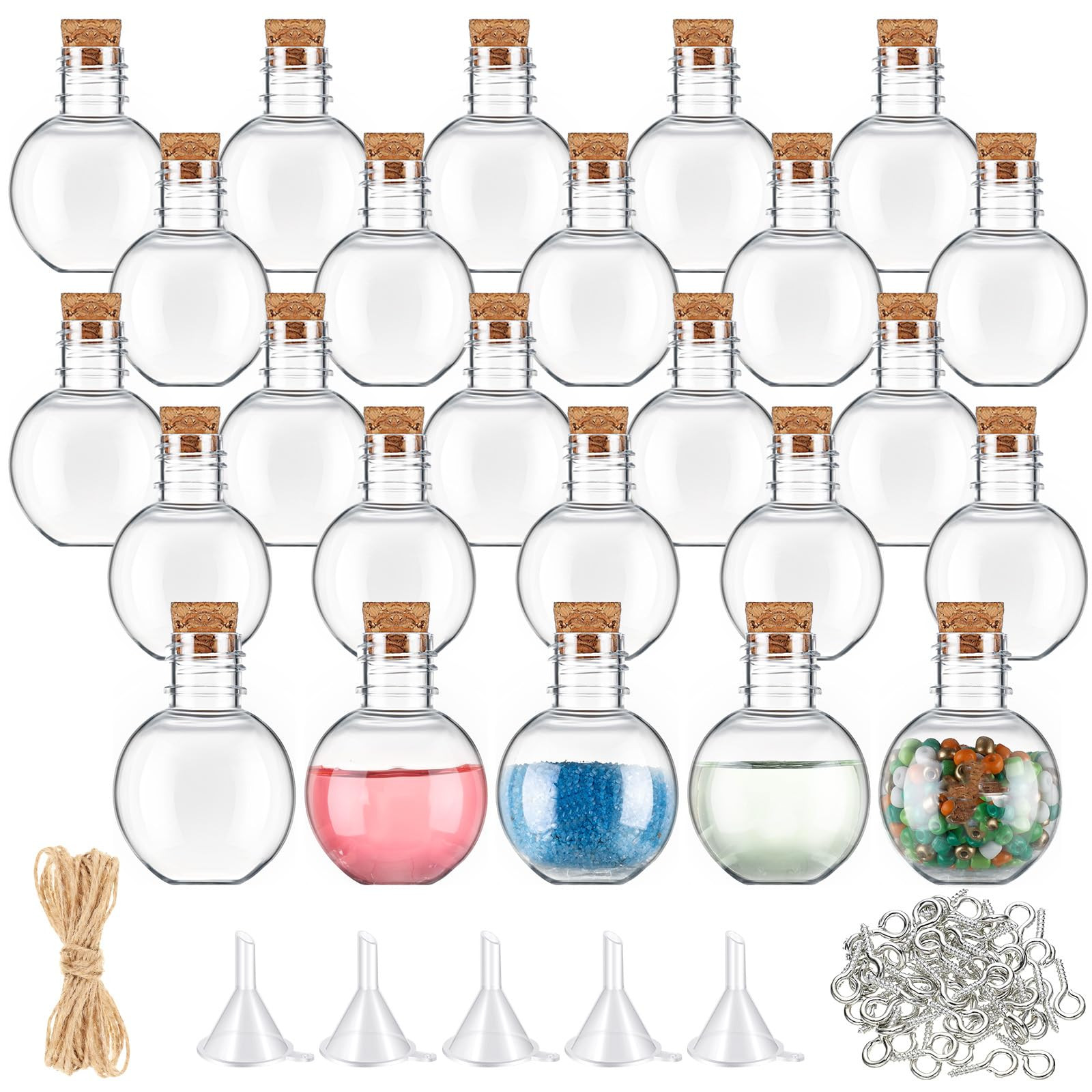 Bokon 25 Pack 1oz Plastic Mini Potion Bottles with Corks, Small Sand Art Jar Tiny Clear Liquor Bottles Bulk Wishing Vial for Birthday Halloween Valentines Party Favor DIY Craft | Amazon (US)