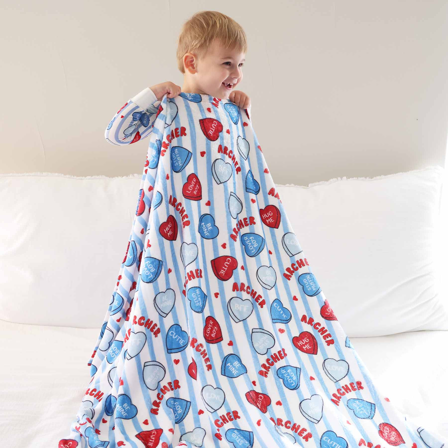 Sweet Like Candy Personalized Kids Blanket | Blue | Caden Lane