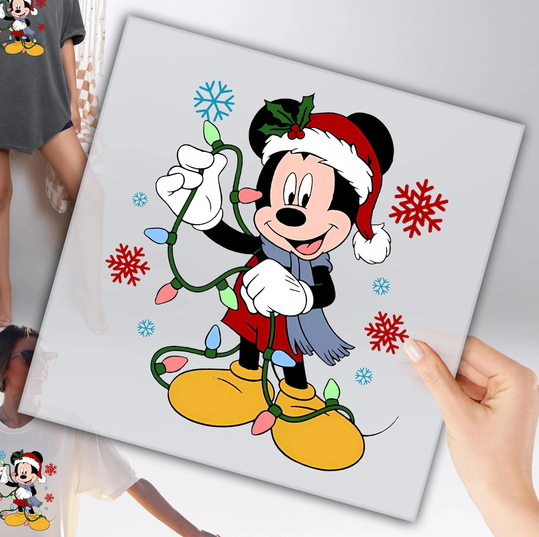 Mickey Mouse Christmas Transfer: Holiday Lights - Soft Feel Print | Etsy (US)