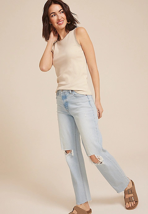 Whipstitch Embroidered Tank Top | Maurices