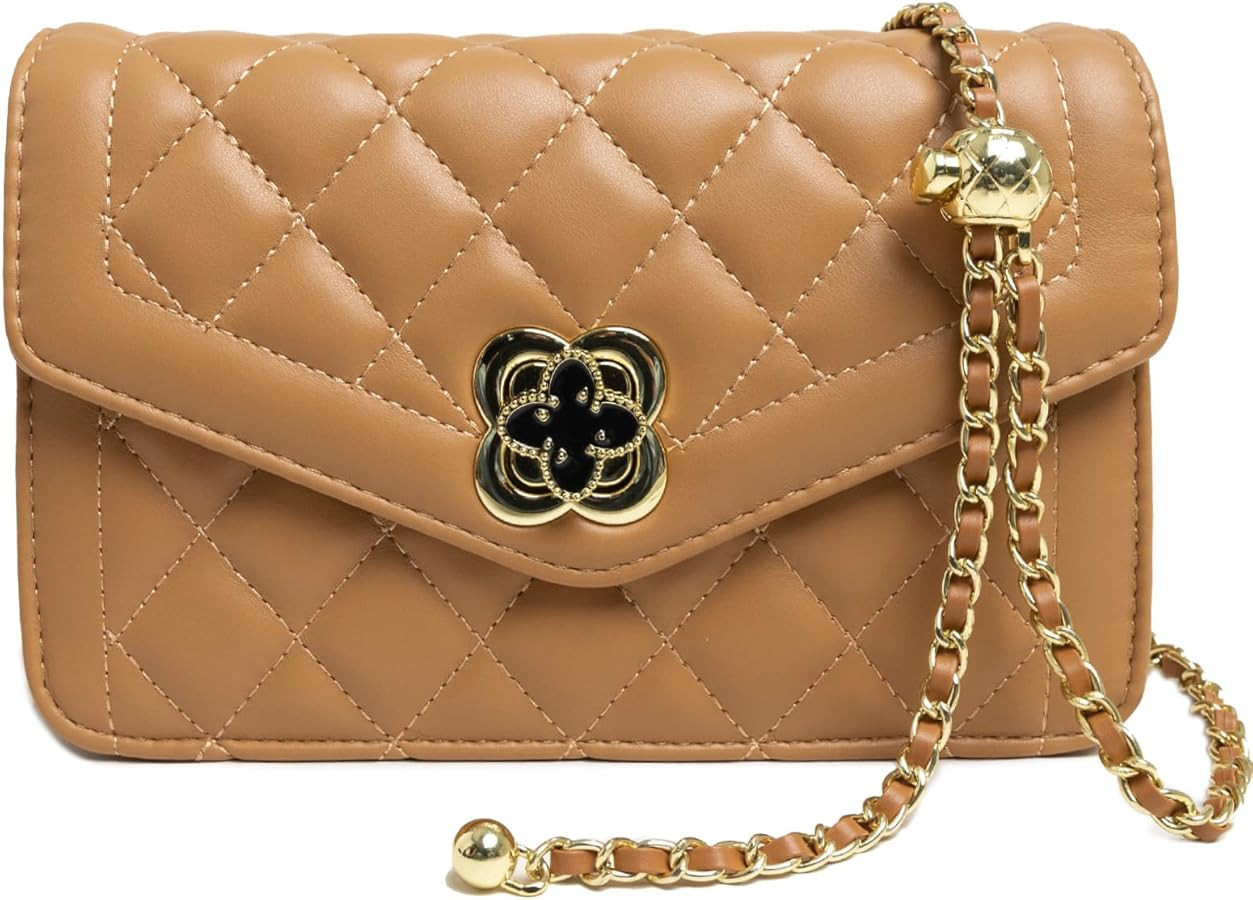 Quilted Leather Crossbody Bags for Women Trendy Ladies Shoulder Purse Satchel HandBag with Chain ... | Amazon (US)