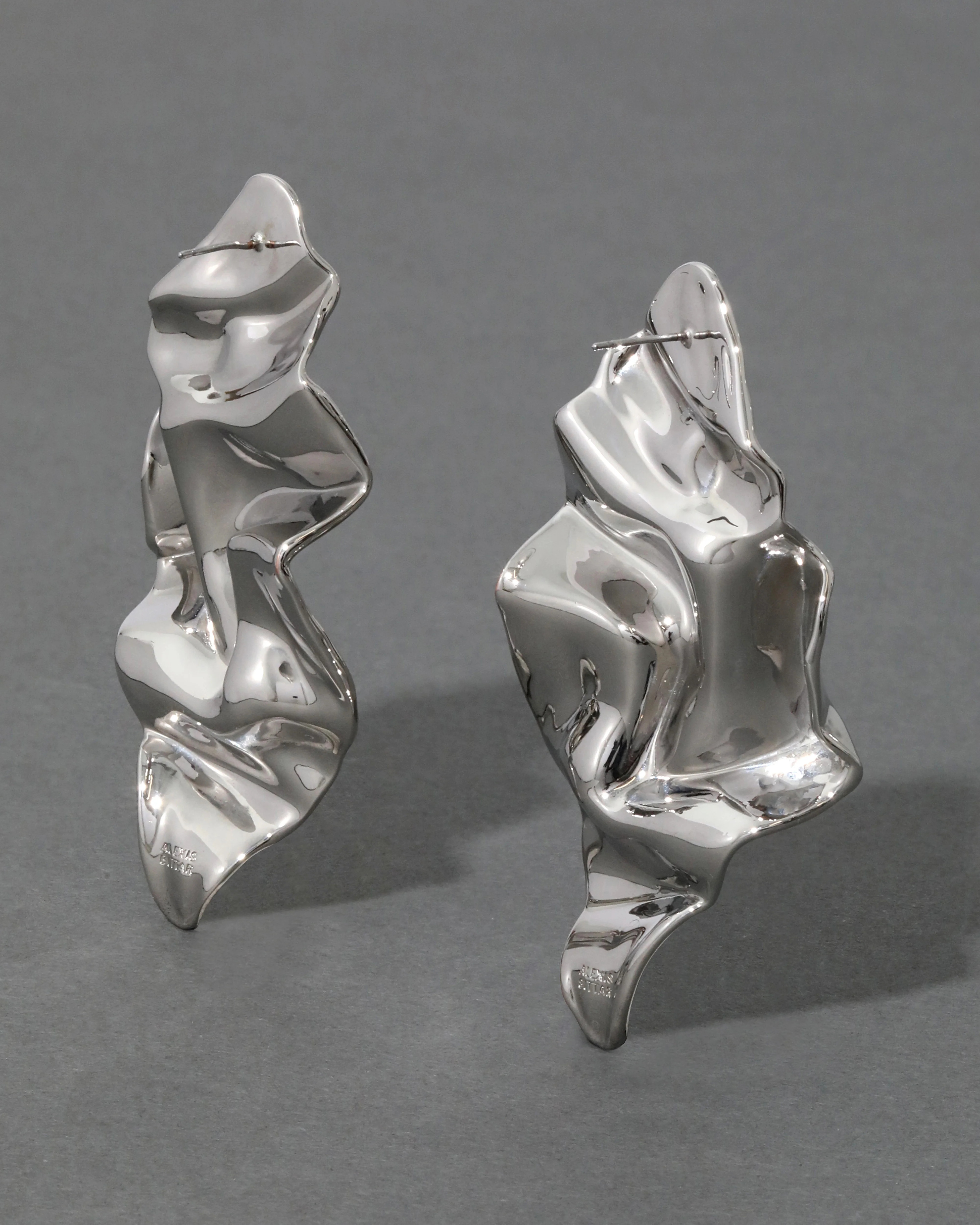 Rhodium Crumpled Large Post Earring | ALEXIS BITTAR | Alexis Bittar