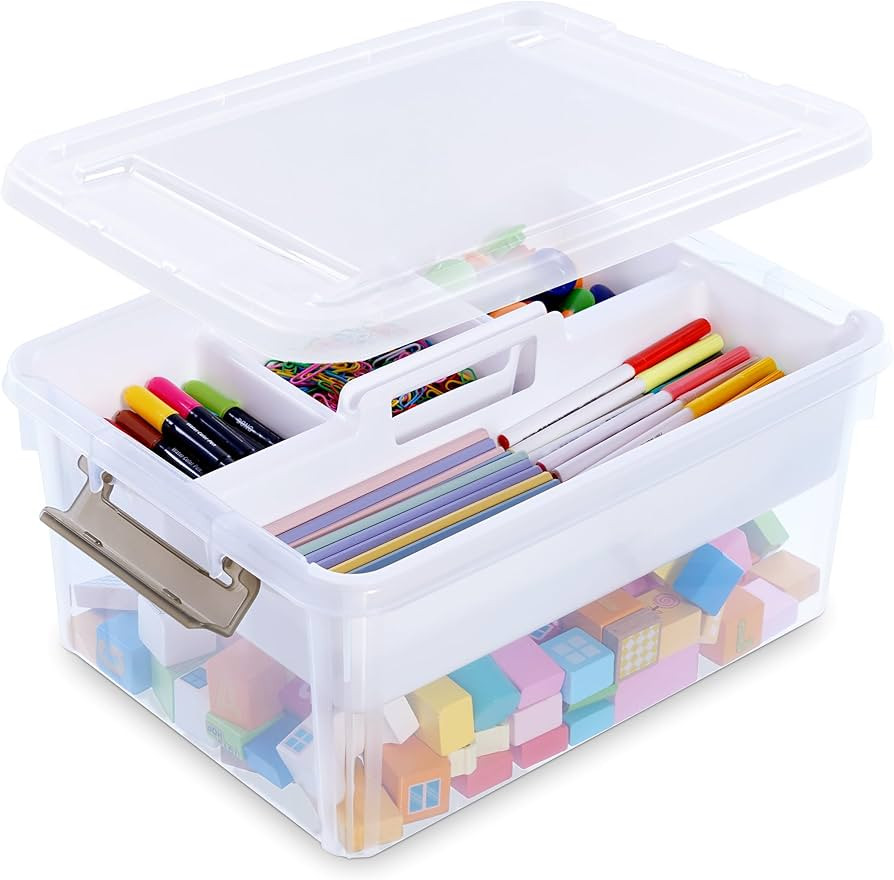 Citylife 17QT Plastic Storage Bins with Lid Storage Containers with Removable Tray Include Handle... | Amazon (CA)