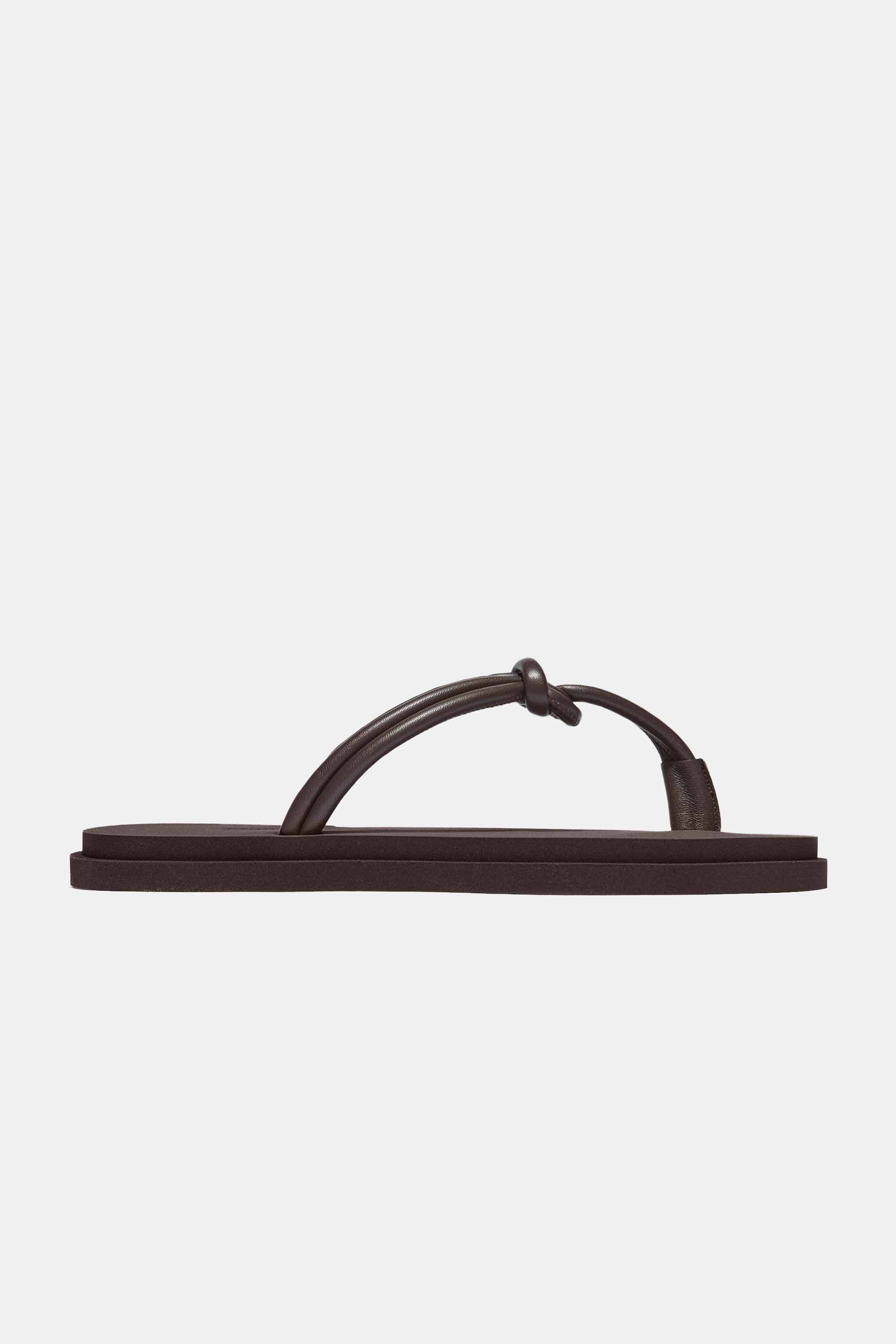 Knot Pool Slide in Espresso Nappa and Rubber | Emme Parsons