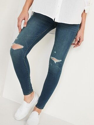 Mid-Rise Distressed Rockstar Jeggings for Women | Old Navy (US)