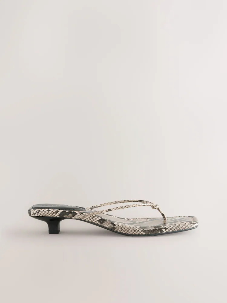 Snake Square Toe Post Low Heels | Next AU