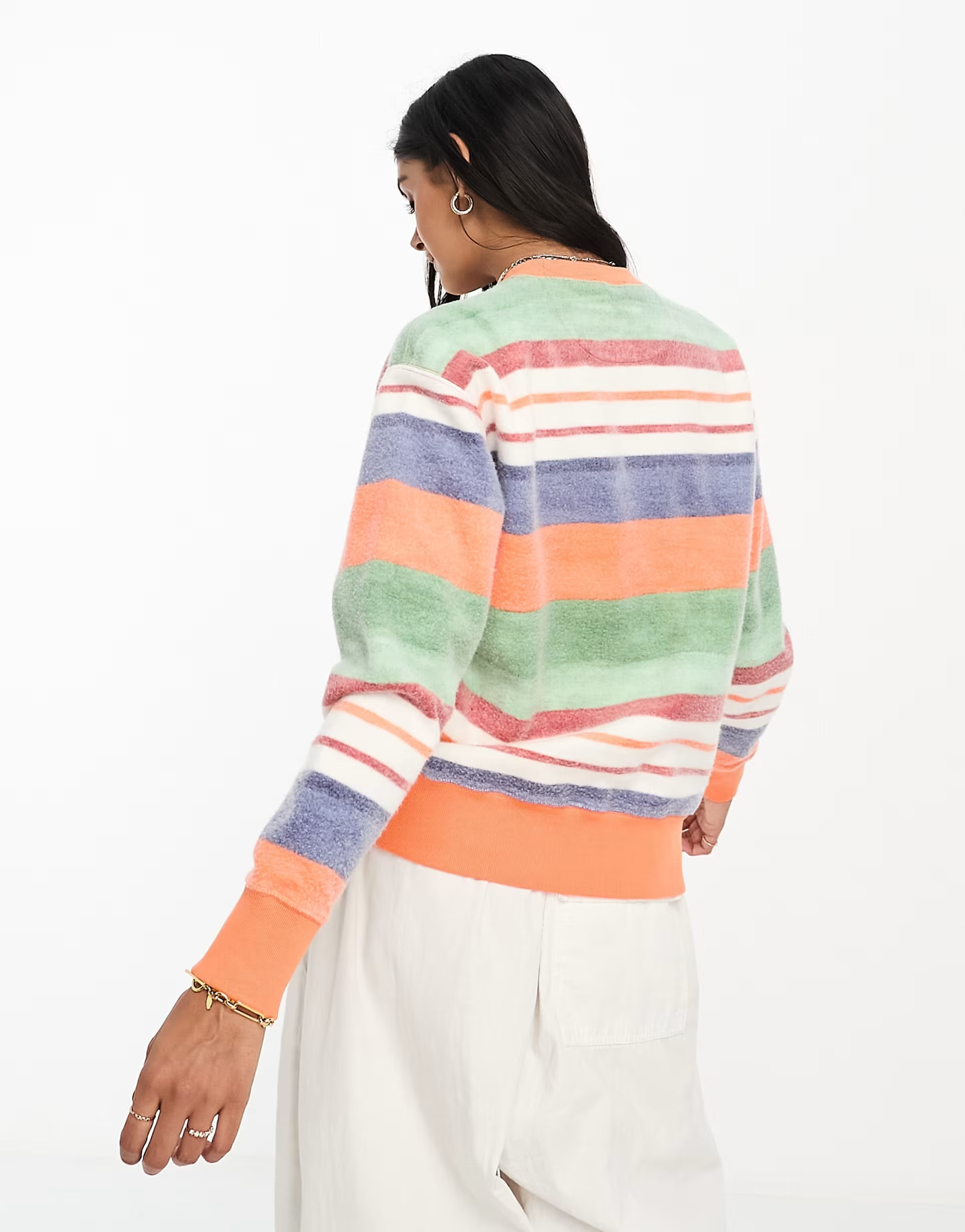 Polo Ralph Lauren icon logo stripe reverse fleece sweatshirt in multi | ASOS (Global)