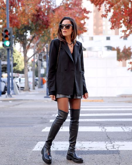 Making that transition to winter in favorite pieces from @nordstrom 🍁
I love this blazer so much I have it in black and brown, it runs oversized! 
Boots also run big; size down a 1/2 size. 
#nordstrom AD

Lucy’s Whims, leather shorts, over the knee boots, knee boots, Stuart weitzman boots, blazer, winter style 

#LTKCyberweek #LTKshoecrush #LTKHoliday