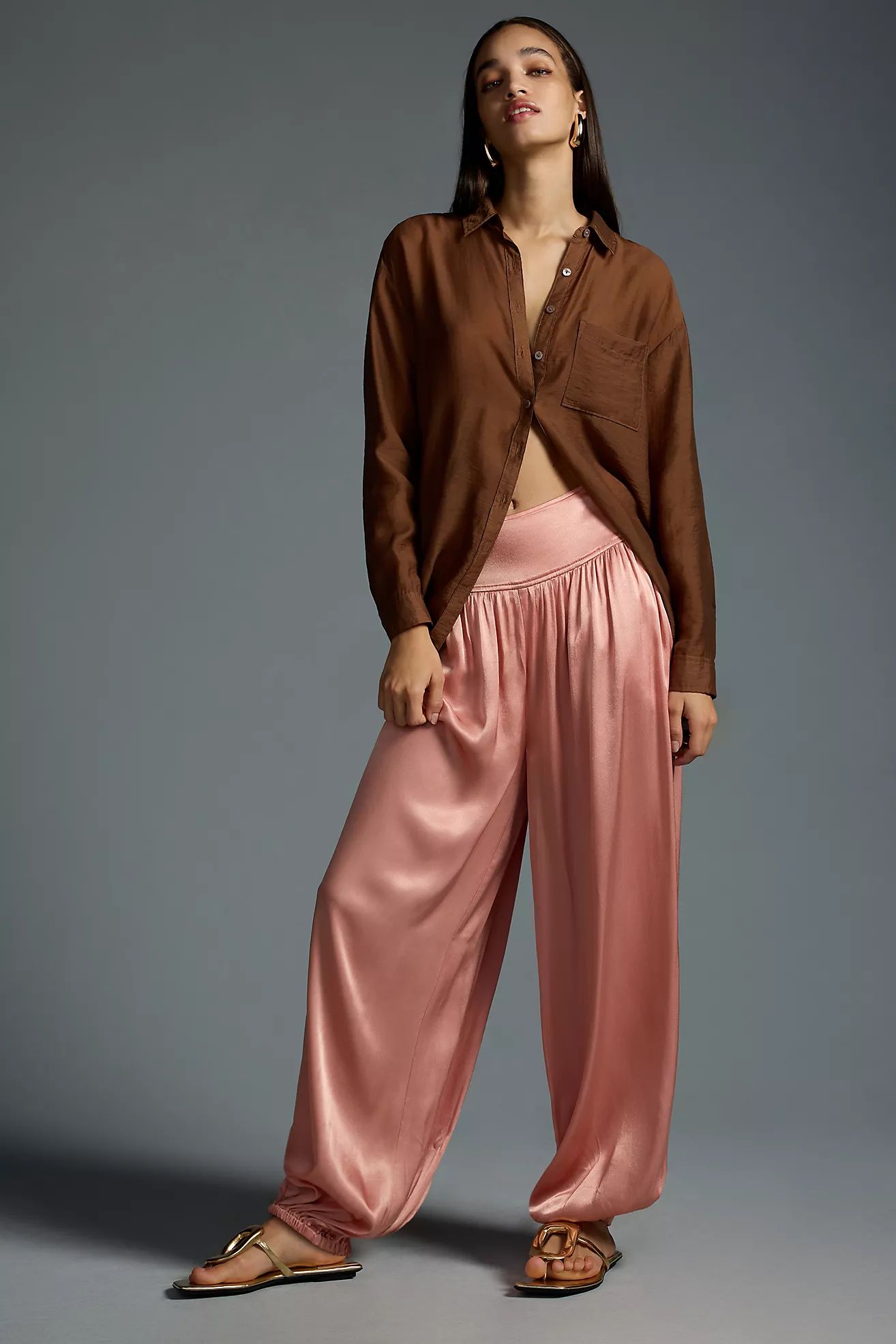 By Anthropologie Silky Smocked Parachute Pants | Anthropologie (US)